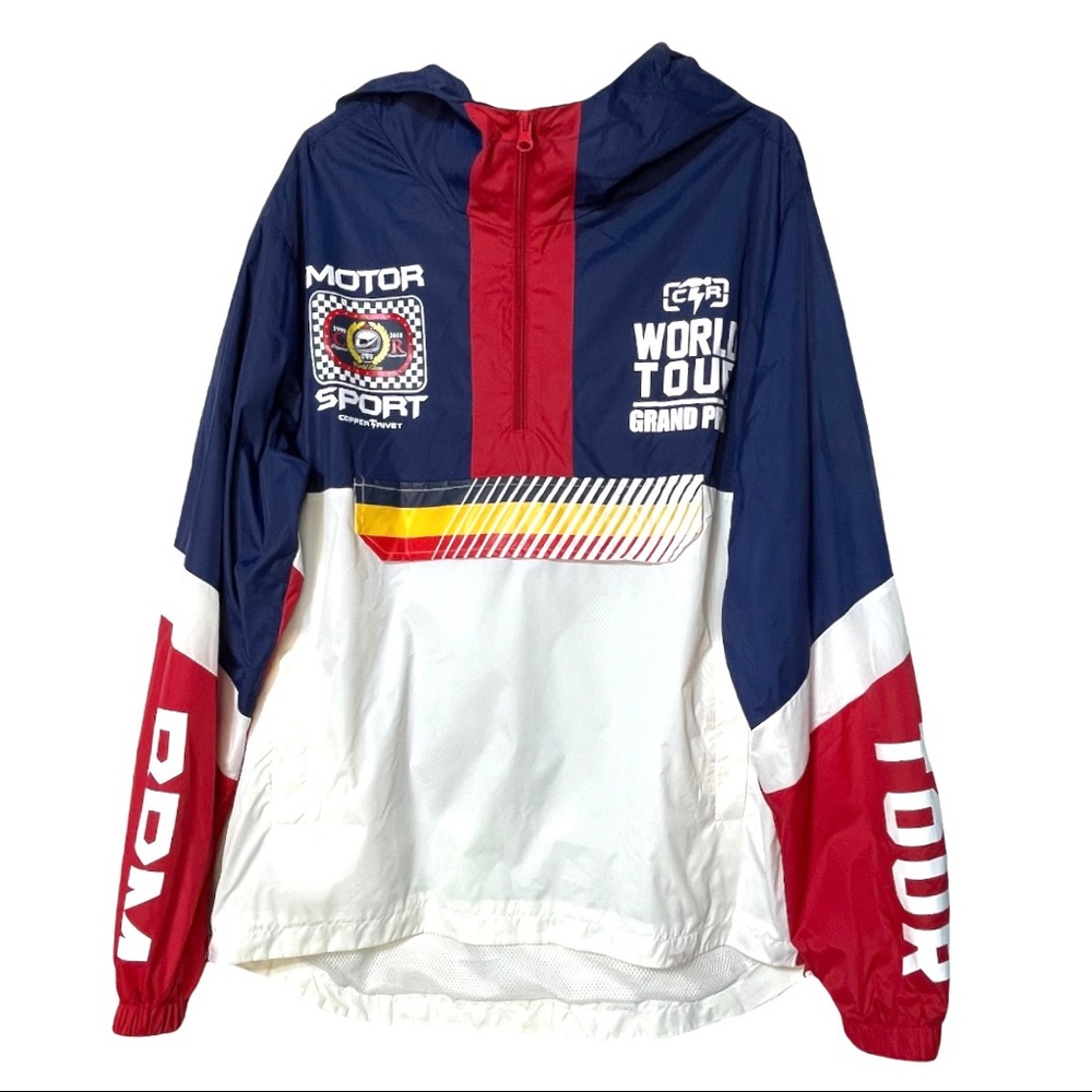 Copper Rivet Motor Sport Print Windbreaker